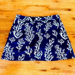 Top it off Navy Blue Coral Print Skort skirt with attached shorts
